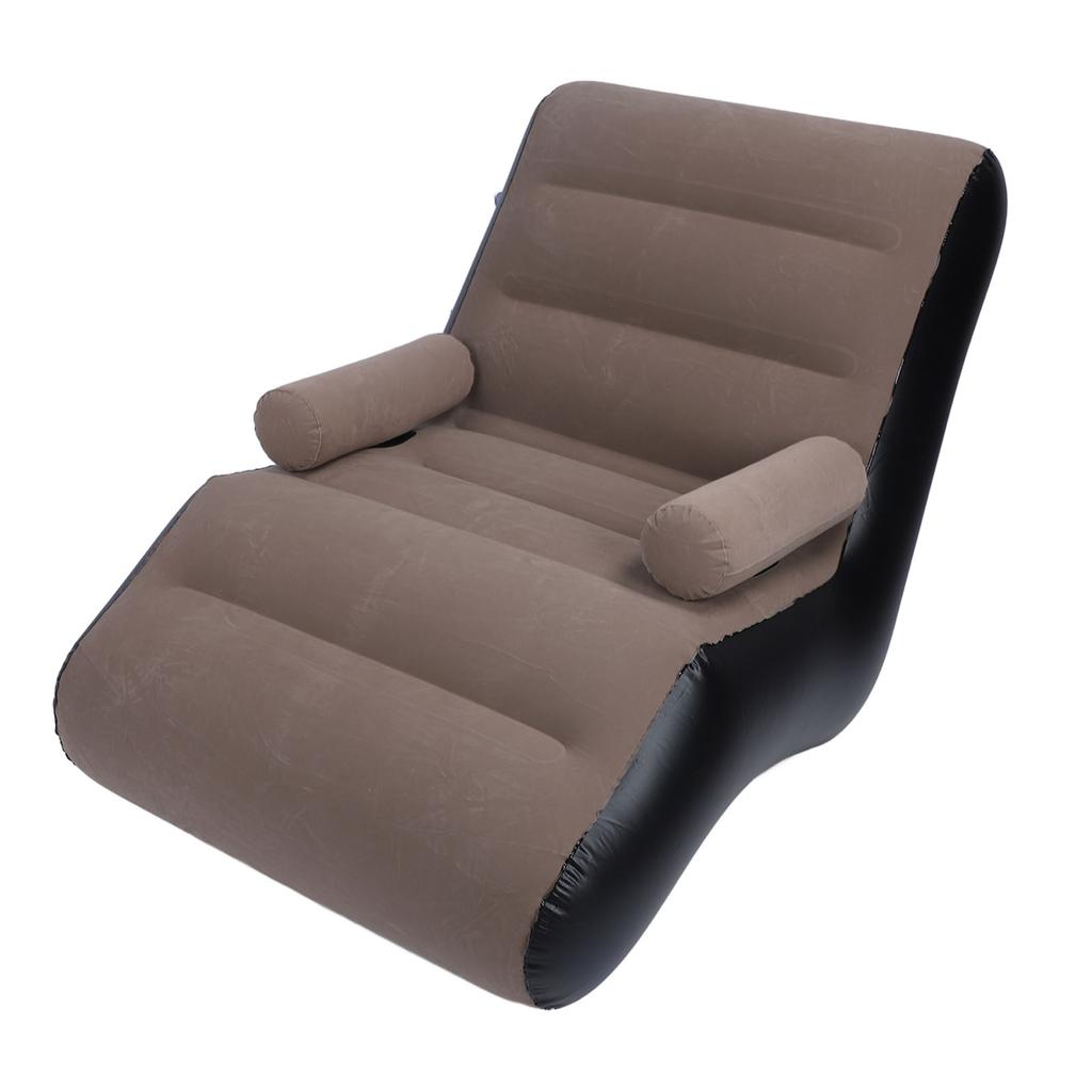 Inflatable Sofa Ergonomic S Shaped Portable Soft Flocking   Blow Up Couch for Home Travel  