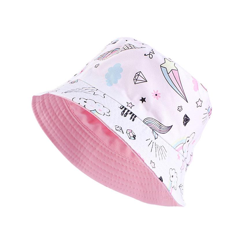 Children's Printed Cartoon Pot Hat, Baby Breathable Sun Hat, Beach Hat, Double-sided Can Wear JDKPM-05