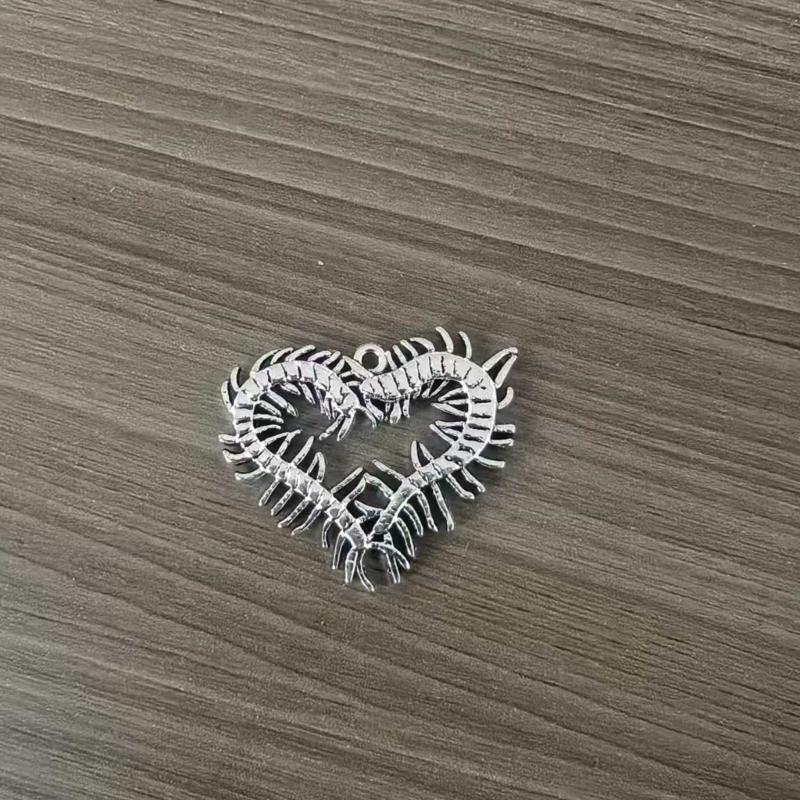 Lightweight Alloy Earhook/Necklace Featuring Centipede and Heart Motifs for Sensitive Skin Comfortable Long Wear Jewelry