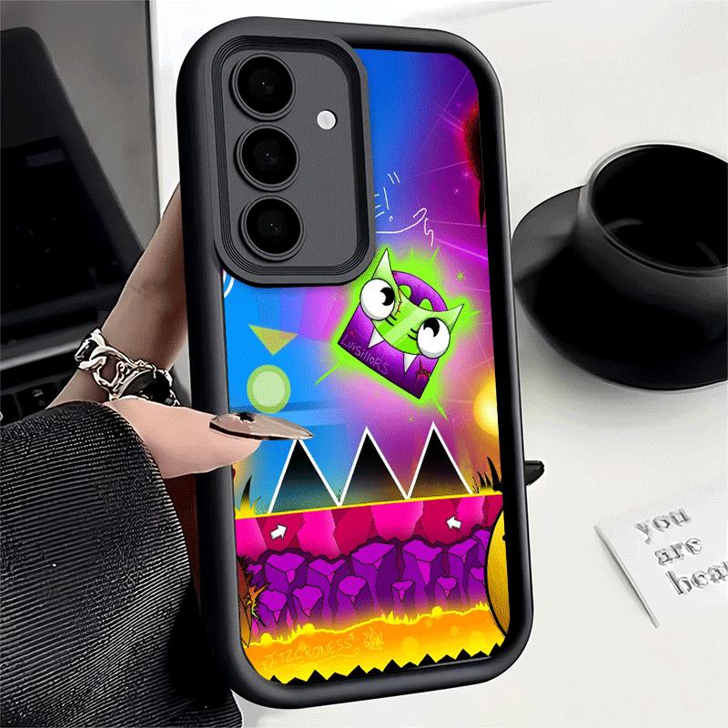 Phone Case for Samsung Galaxy A17 A16 A15 A14 A13 Geometry Dash Game A56 A36 A26 A55 A35 A25 A54 A34 A24 A53 A33 A23 A07 A06