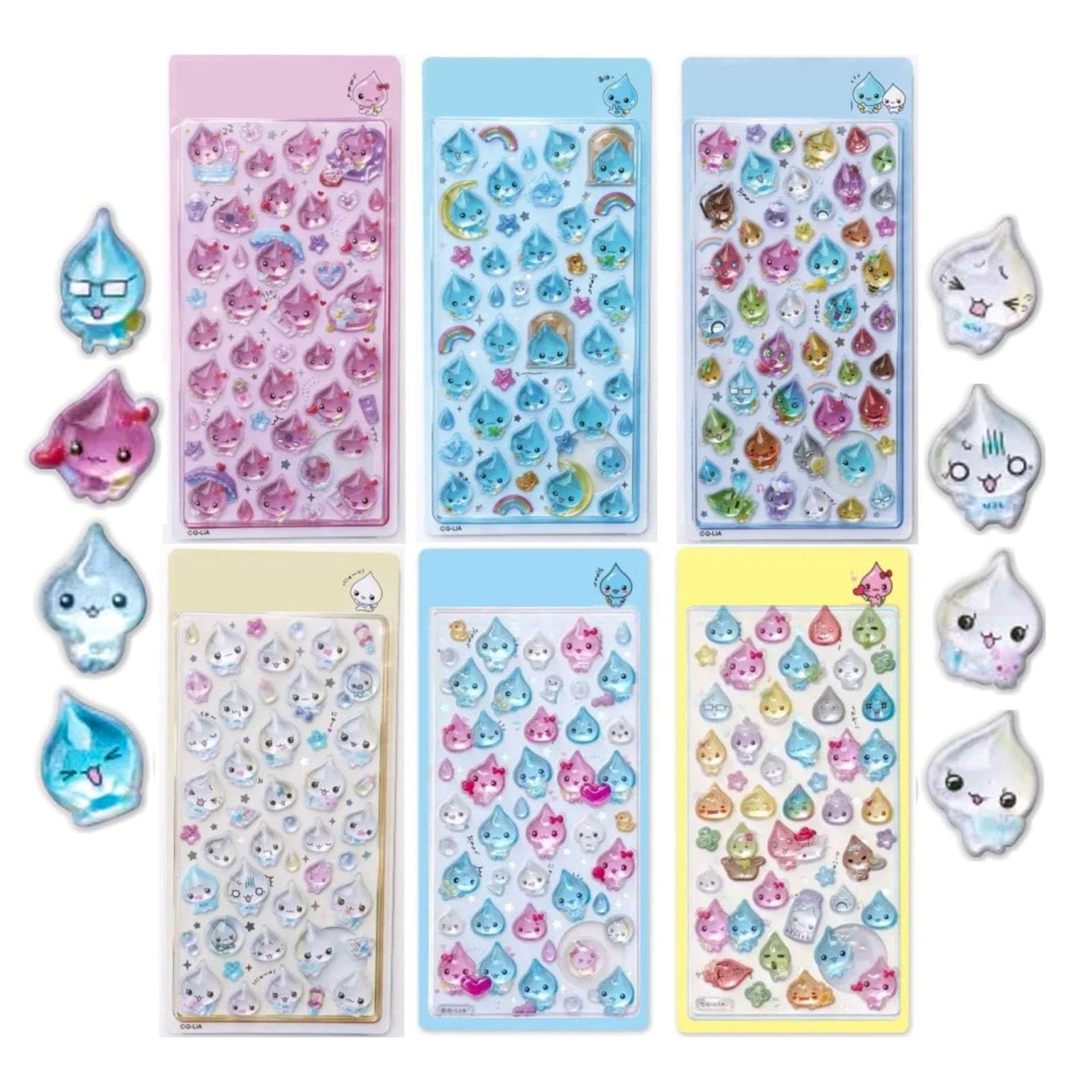 

SENDENG 6-Piece Puffy 3D Resin Jelly Seal Character Sticker Set Stress Relief Notebook Diary Decoration Kids Cute Gift
