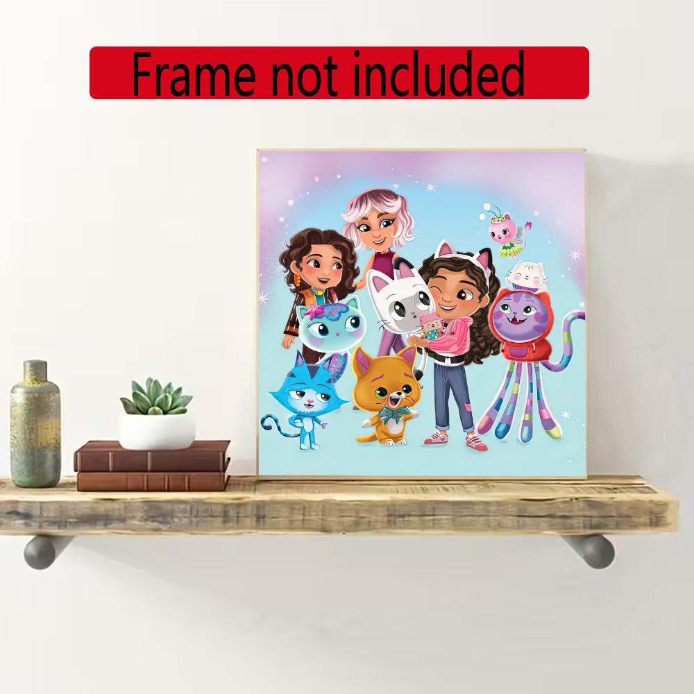 Cartoon Cute Gabbys Style 5D Diamond Painting Round Diamond Rhinestones Mosaic Diamond Embroidery Wall Paintings Rhinestones Gift Frameless
