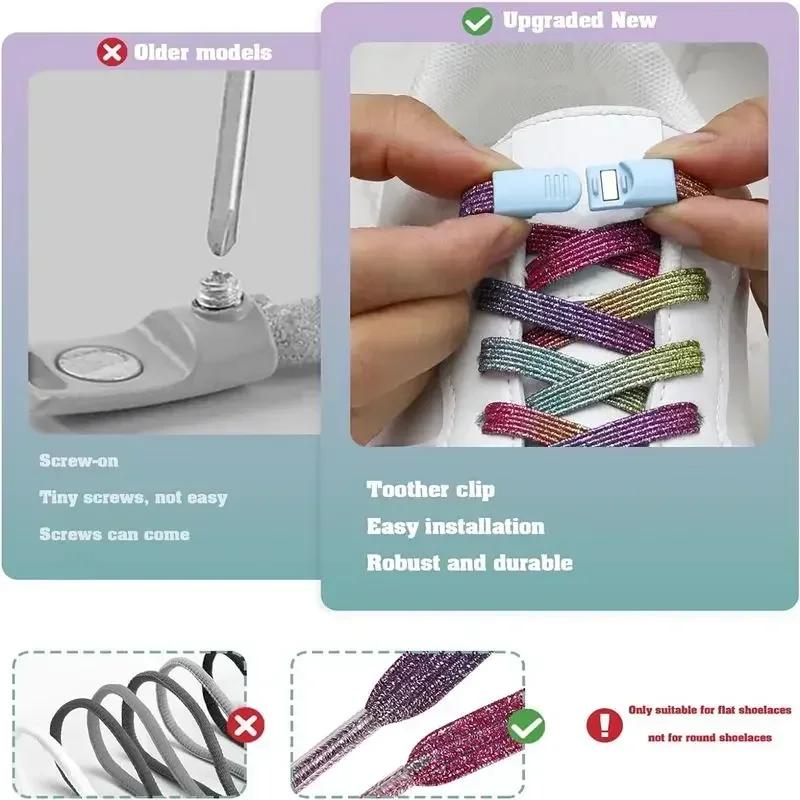 1 Pair Magnetic Shoelaces with Quick Release Buckle for Casual Shoes Sneakers Boots - No-Tie Lazy Shoe Laces Lock for Canvas