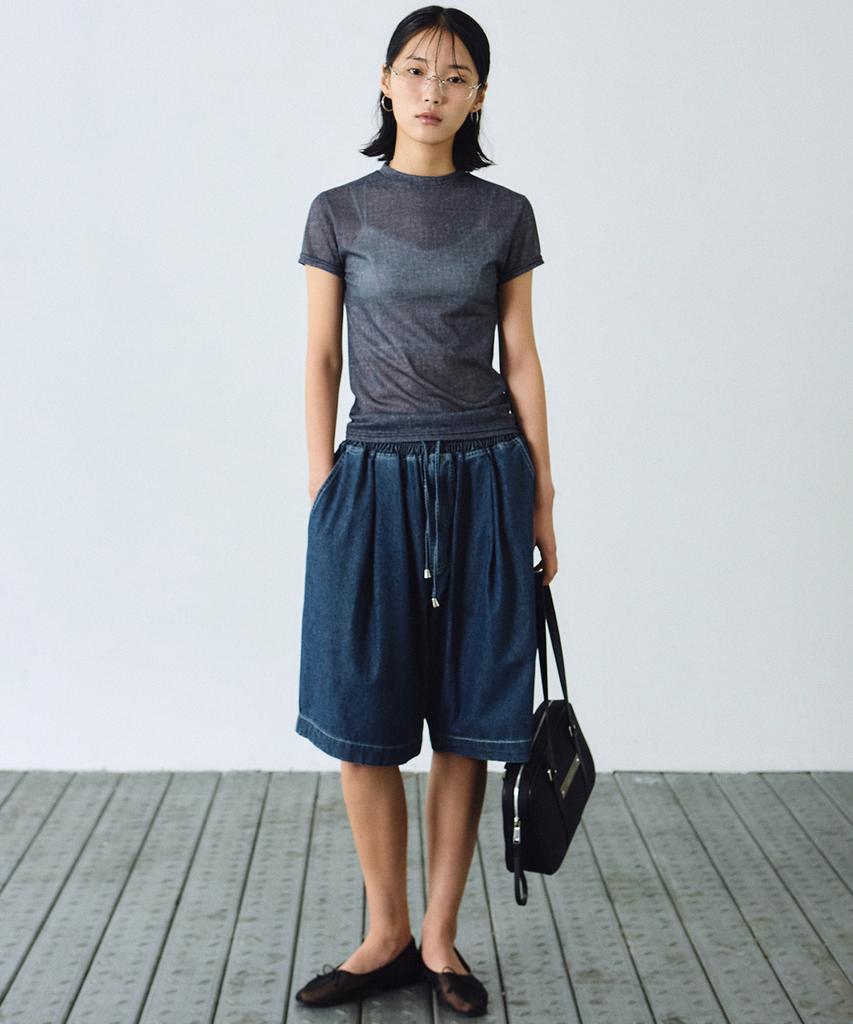 Nigaennikol Washed Banding Burmuda Denim Pants_Blue