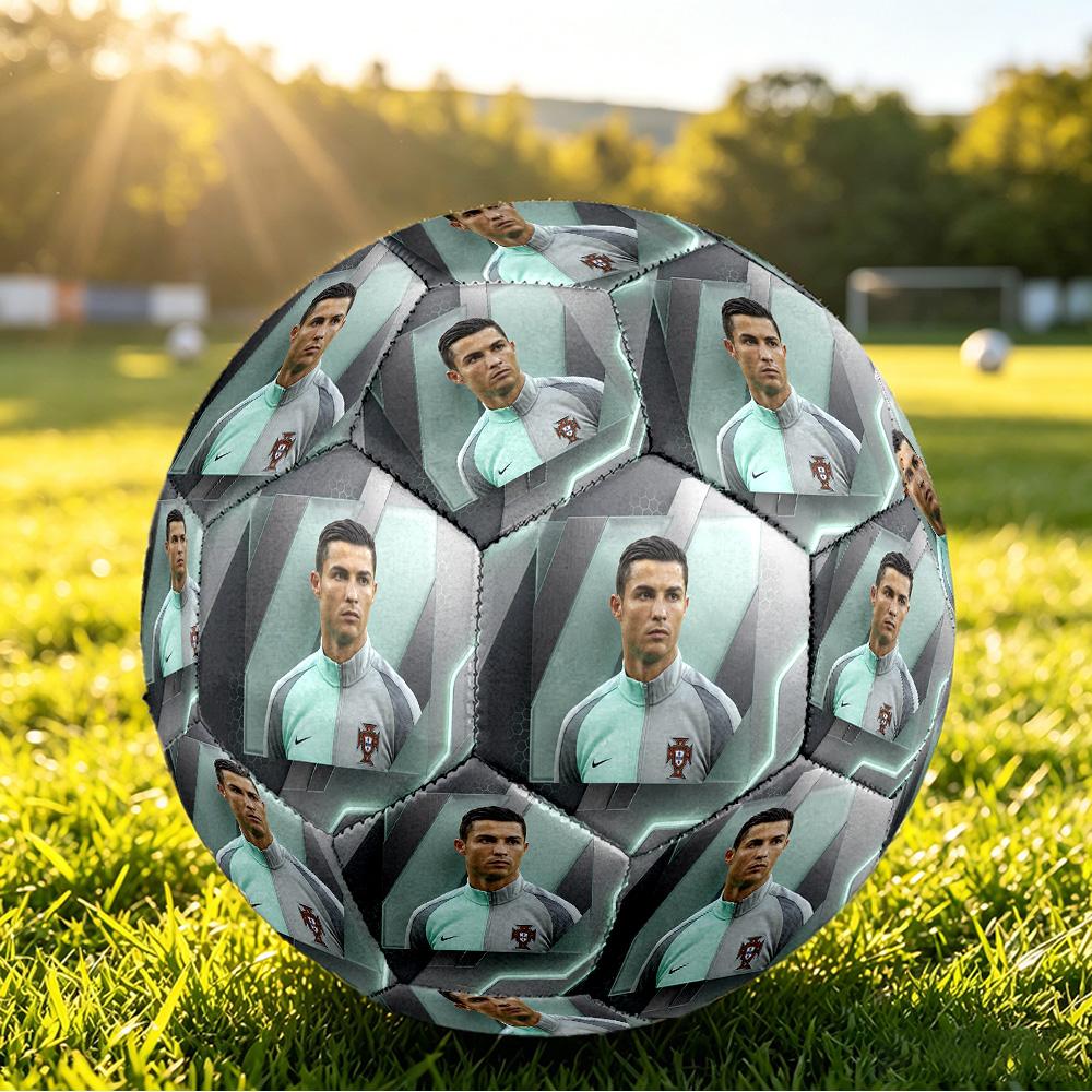 Pallone da Calcio Taglia 5 Stampato Cristiano Ronaldo Resistente all'Usura Standard Allenamento Adulti Regalo per Fan Partite Indoor Outdoor Sport
