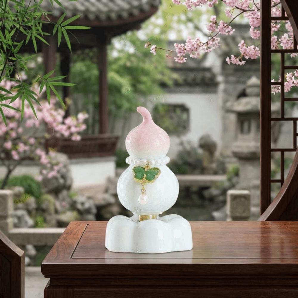 360° Rotation Ceramic Calabash Statue Multicolored Lucky Gourd Statue Exquisite Ceramic Figurine Table Decoration