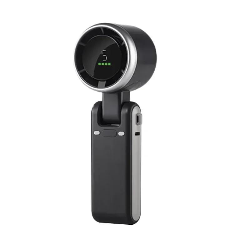 Handheld Turbo Fan Wearable Personal Desk Fan Small Mini Fan With Smart Digital Display Folding High Speed