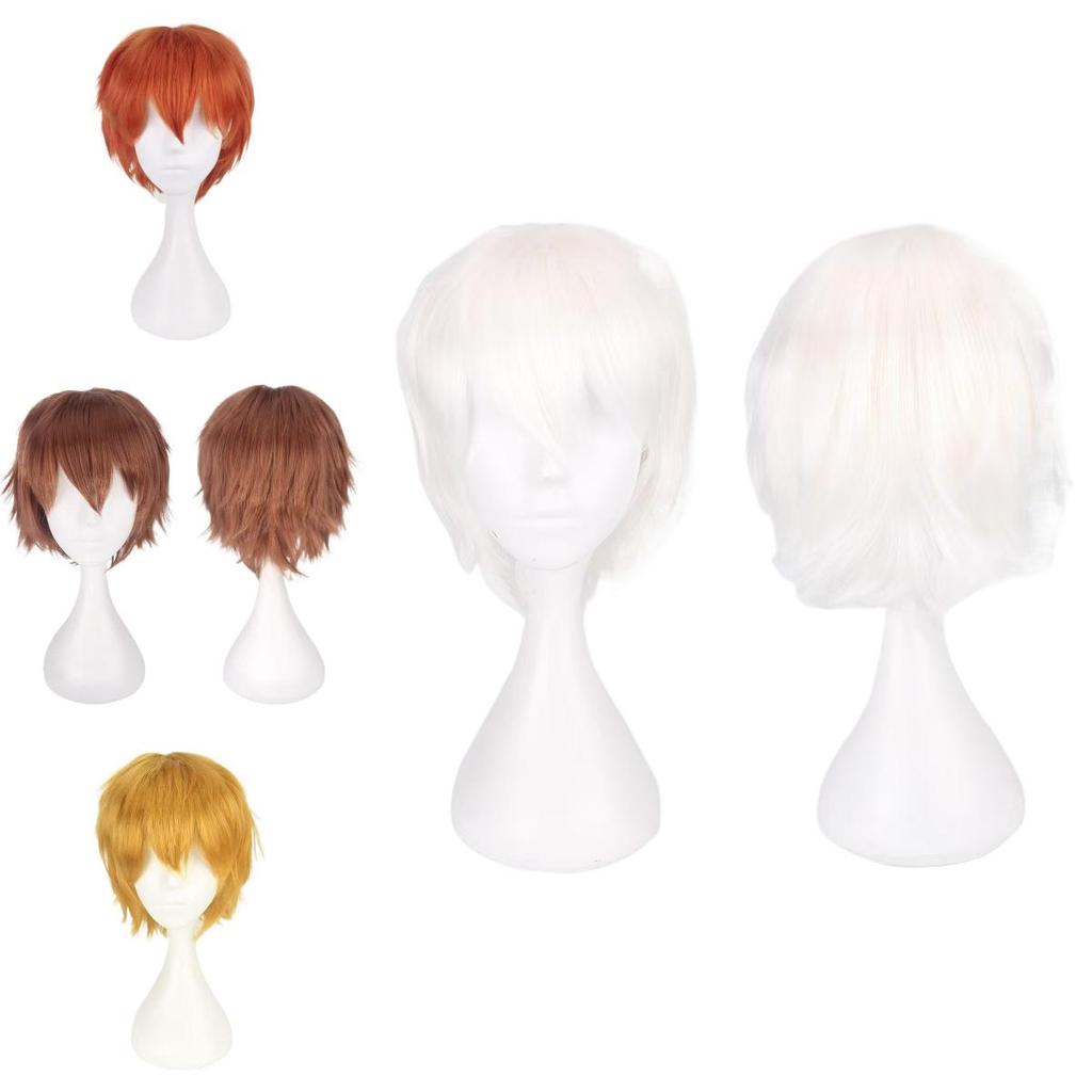 Cosplay-Perücke, kurz, schwarz, aus Hochtemperaturseide, für Anime-Kostüme