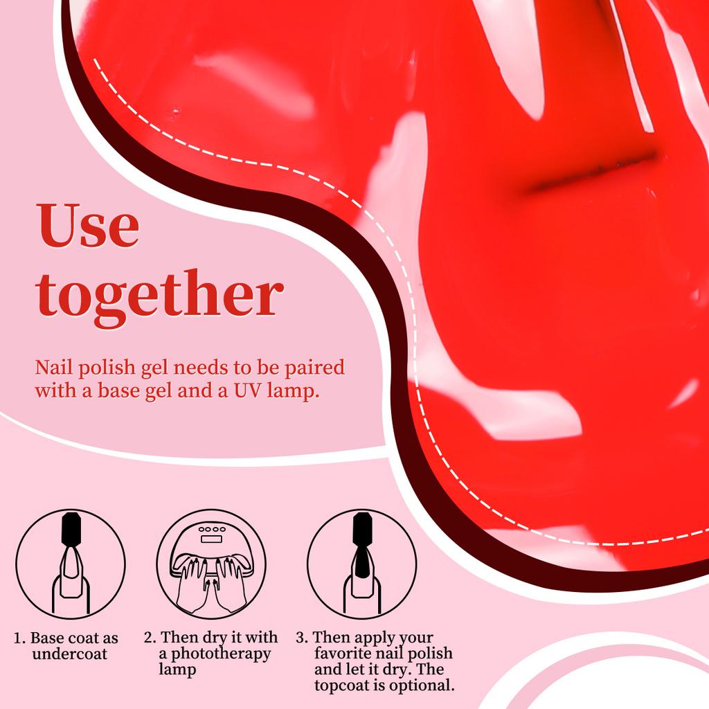 Popular Color Cherry Red True Red Solid Color Series Whitening Long-lasting Nail Polish Glue Phototherapy