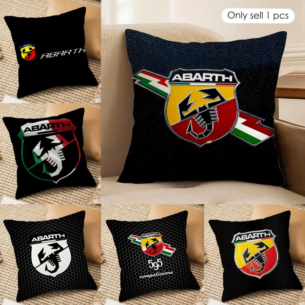 Happy Adults Toys Unisex A-Abarth Scorpion Logo Cushion Cover Silky Short Plush Invisible Zipper Dustproof Sofa Pillow Case For Home Decor