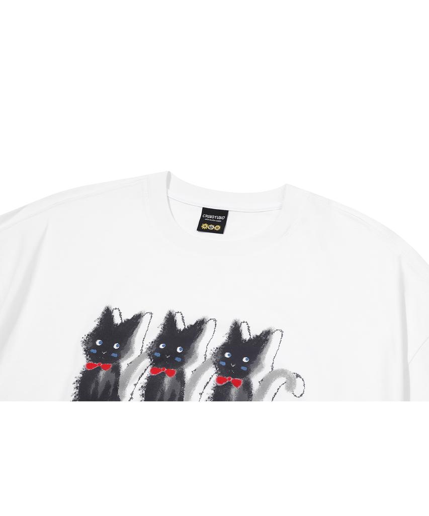 CPGN STUDIO Ghosty Cats White Short Sleeve Tee