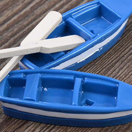 1 Stück Boot + 2 Stück Ruder Miniatur Simuliertes Modell Puppenhaus Kunst Bonsai Garten Dekor