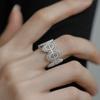 ANENJERY Hollow Lace Flower Open Rings for Women Trendy Creative Design Adjustable Ring Party Jewelry Accessory