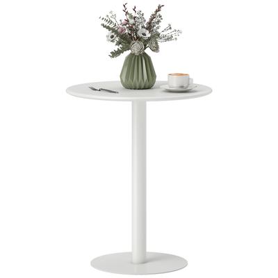 Esstisch, Runder Küchentisch mit Stahlfuß für Wohnzimmer, Esszimmer, 60 x 60 x 72cm, Weiß