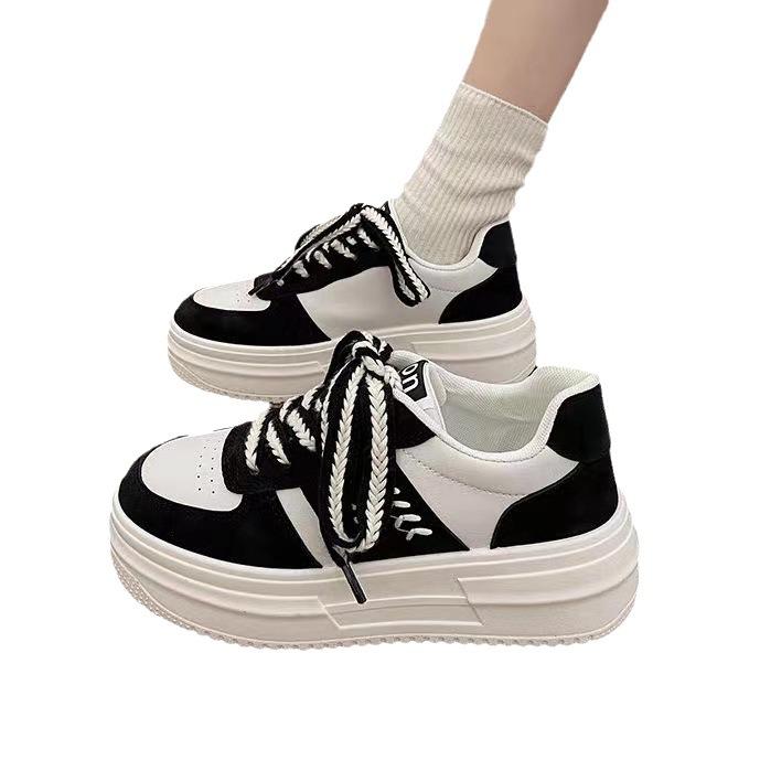 Platformové muffin boty dámské podzimní nové ležérní všestranné sportovní plátěnky s vnitřním zvýšením výšky