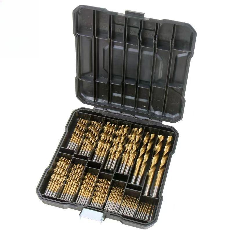 99Pcs Titanium Coated HSS Twist Drill Bit Set 1-10mm Straight Shank Plastic Box Kit for Wood Metal Drilling