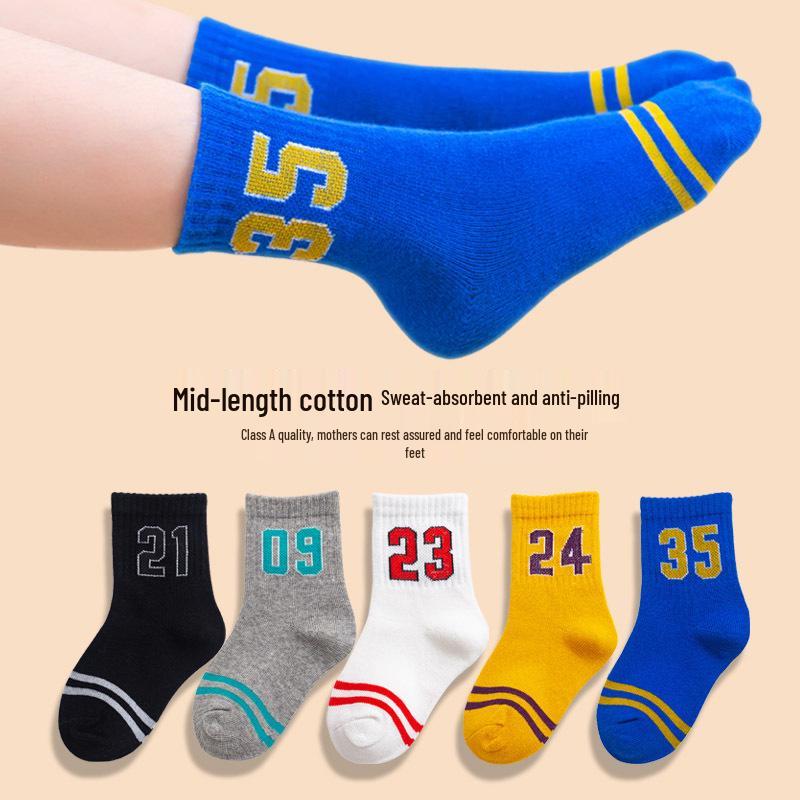 Children's Mid-Calf Cotton Socks - Autumn/Winter Sports & Casual Japanese Style
