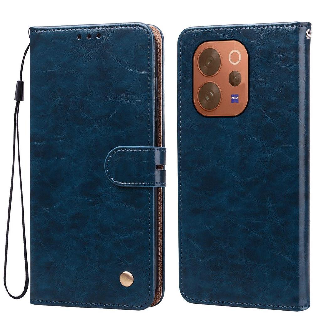 Vintage Crazy Horse Texture PU Leather Flip Wallet Phone Case for Vivo V70 Card Holder Kickstand Shockproof Protective Cover