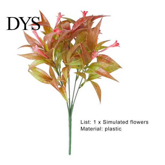 Fake Plant Artificial Realistic with Stems Non-withering No Watering 4 Branches Home Decoration Simulation Easy Care Trumpet Flower Green Leaf Bouquet