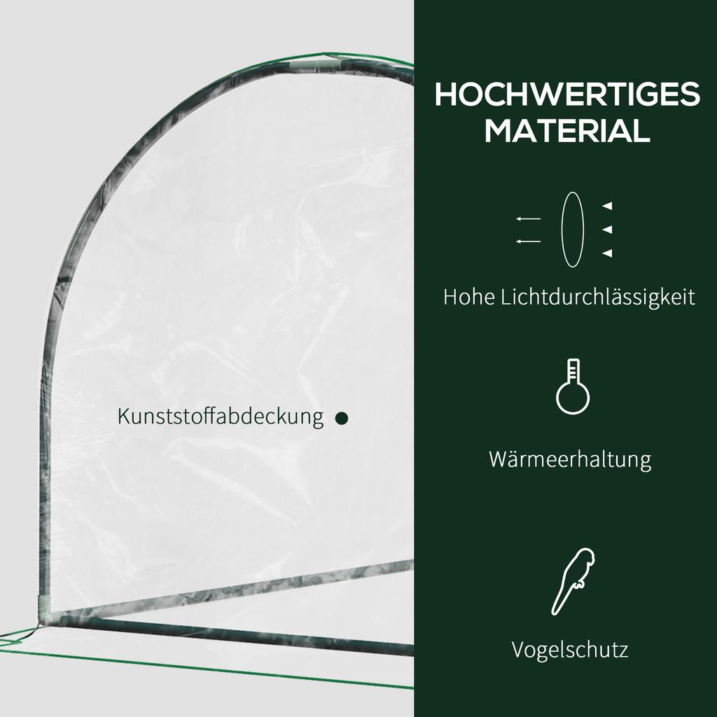 Greenhouse, Hothouse with Door, Cold Frame, Plant House, Plant Growing, Steel, Plastic, 200 x 100 x 80 cm, Green