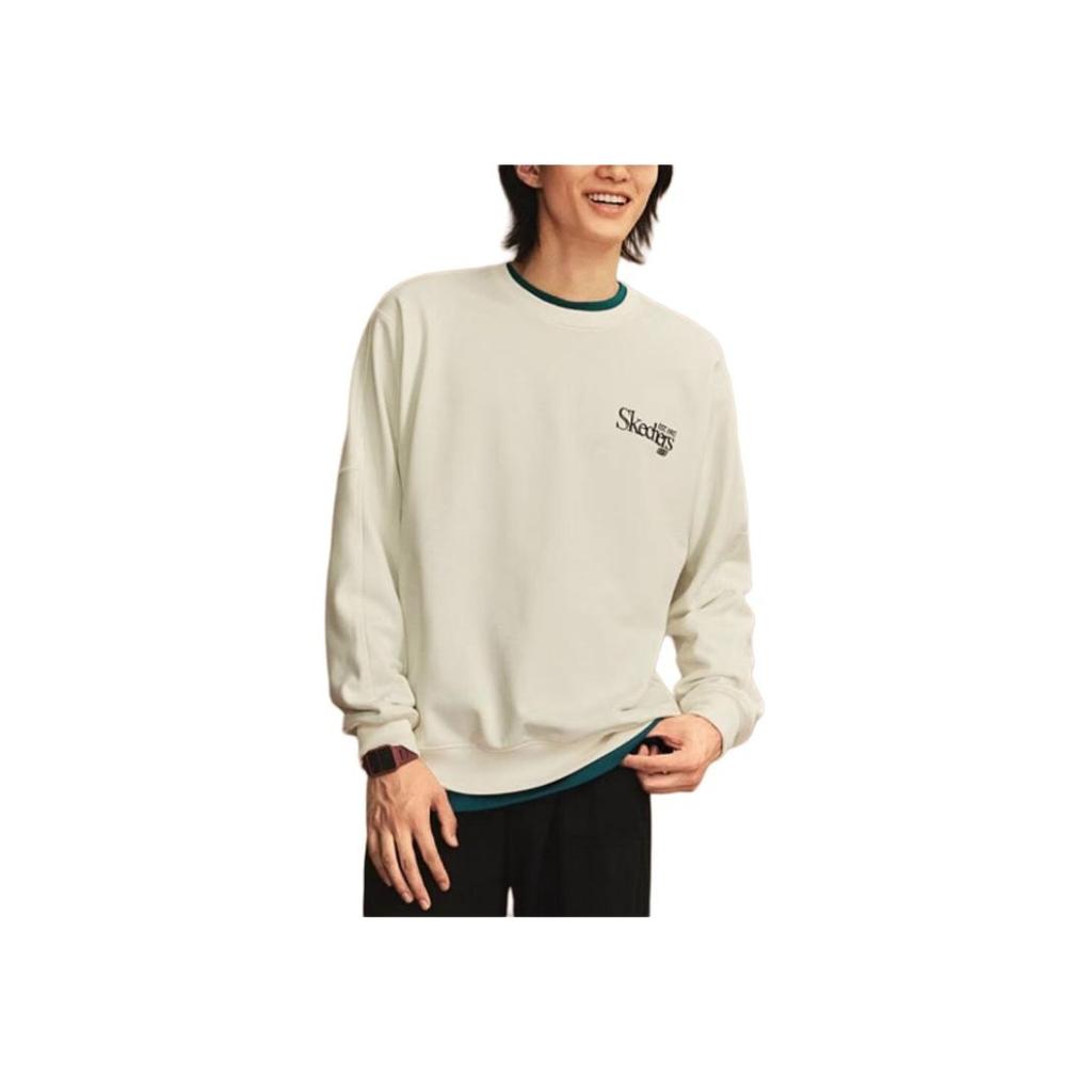 Skechers Logo Print Outdoor Casual Sports Crew Neck Pullover Sweatshirt Unisex sweatshirt Off-White L324U109-0074