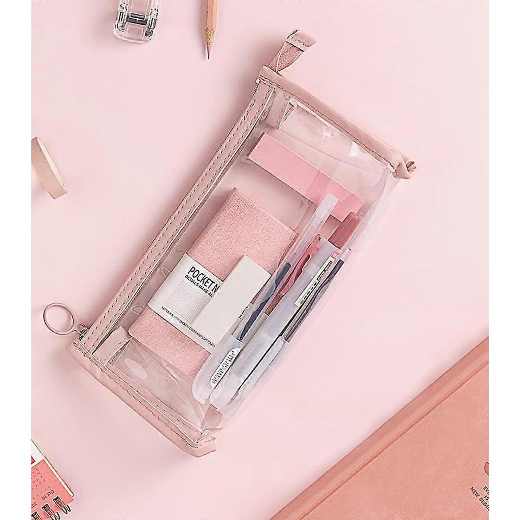 Clear Pencil Case See Through Pencil Case (Pink)