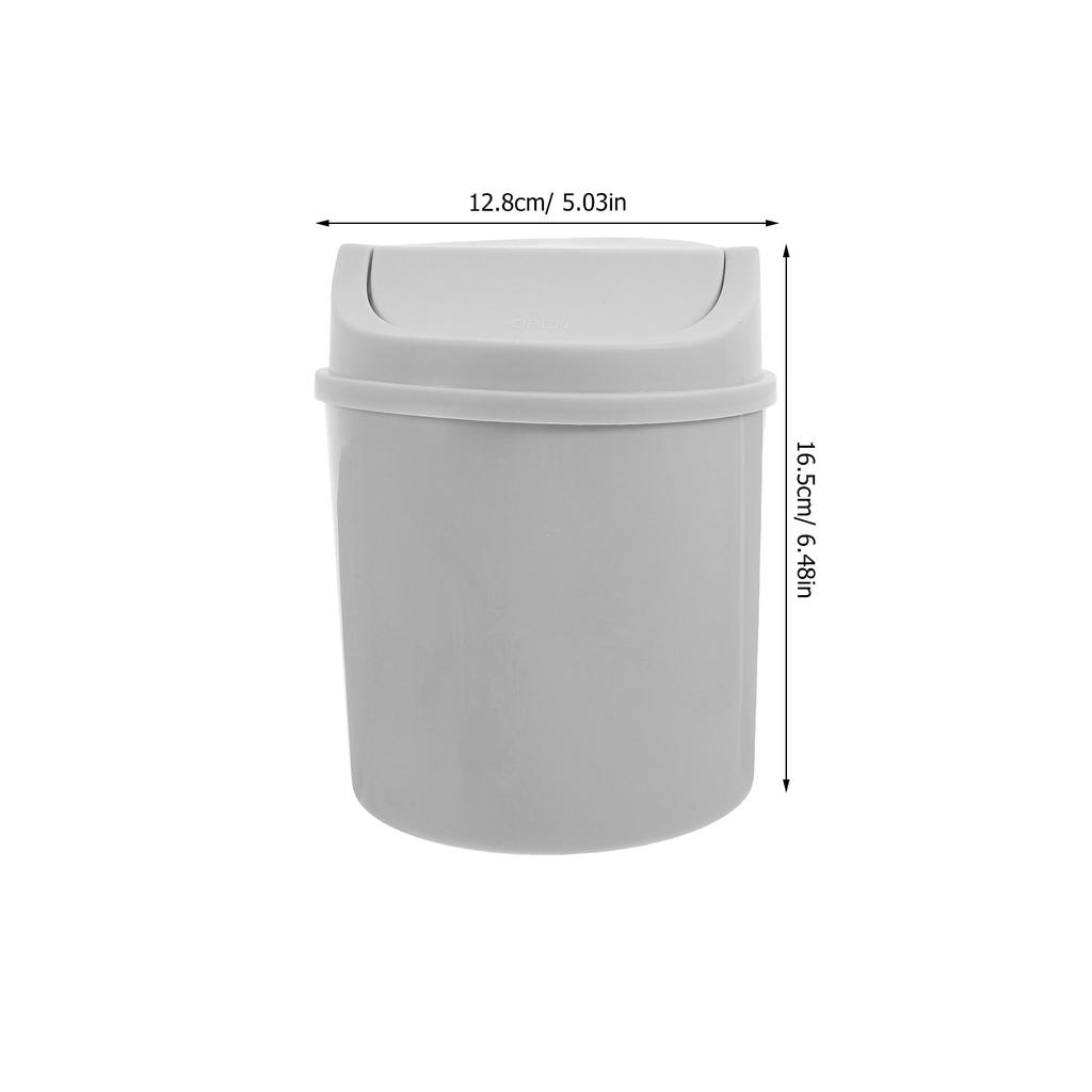 Mini Desktop Trash Can Swing Lid 2L Small Trash Bin for Desk Bedroom Office Vanity Compact Waste Bin Modern Small Garbage Can