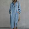 European and American Simple Retro Lapel Single-breasted Loose Denim Shirt Casual Dress
