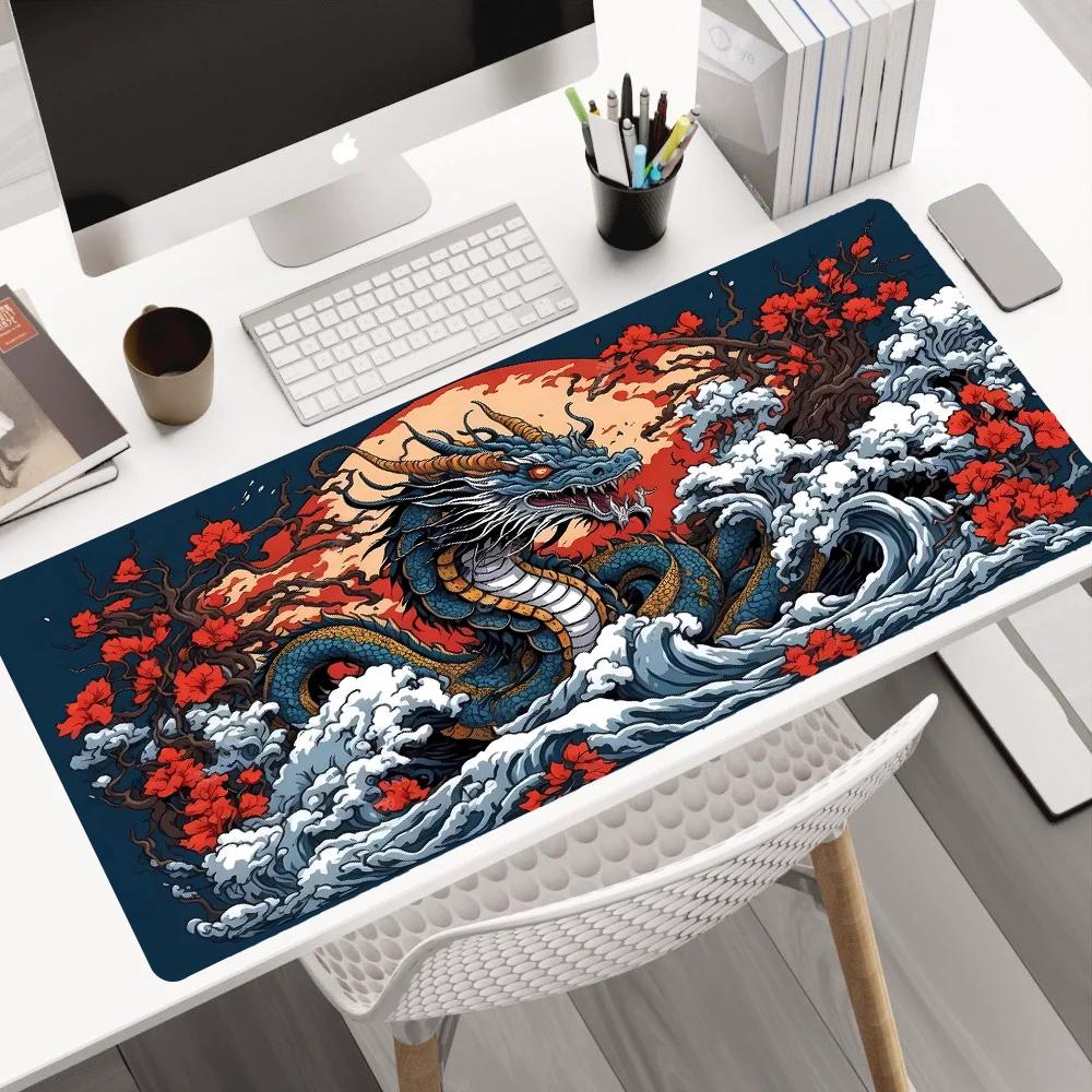 Large Dragon Mousepad Gamer Office Mouse Pad Gaming Room Accessories Desk Mat Art Keyboard Mats 600x300 Mausepad Washable Mats