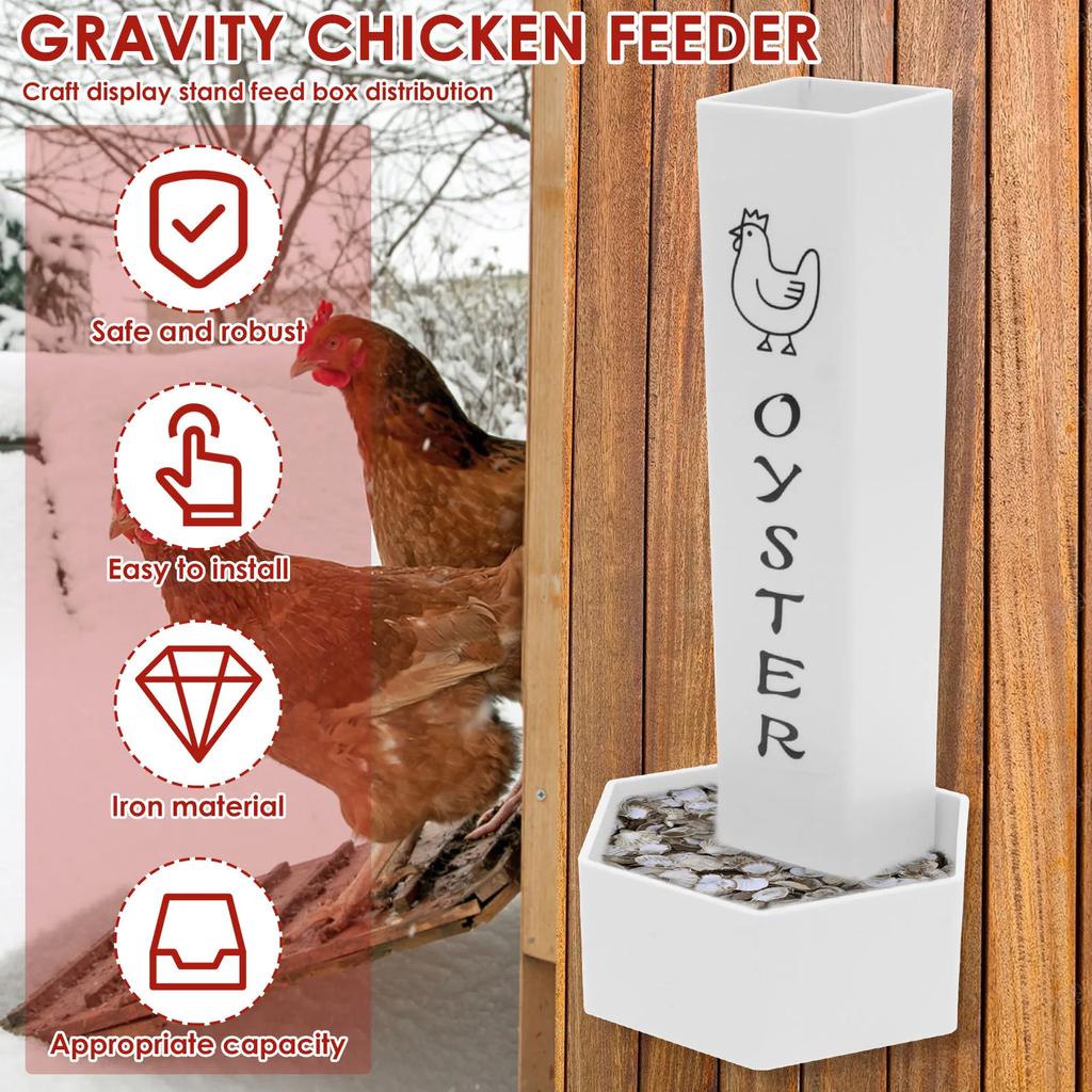 2Pcs Set Chicken Grit and Oyster Shell Feeder with Lid Double Bucket Design Precise Classification Auto Drop for Chicken House
