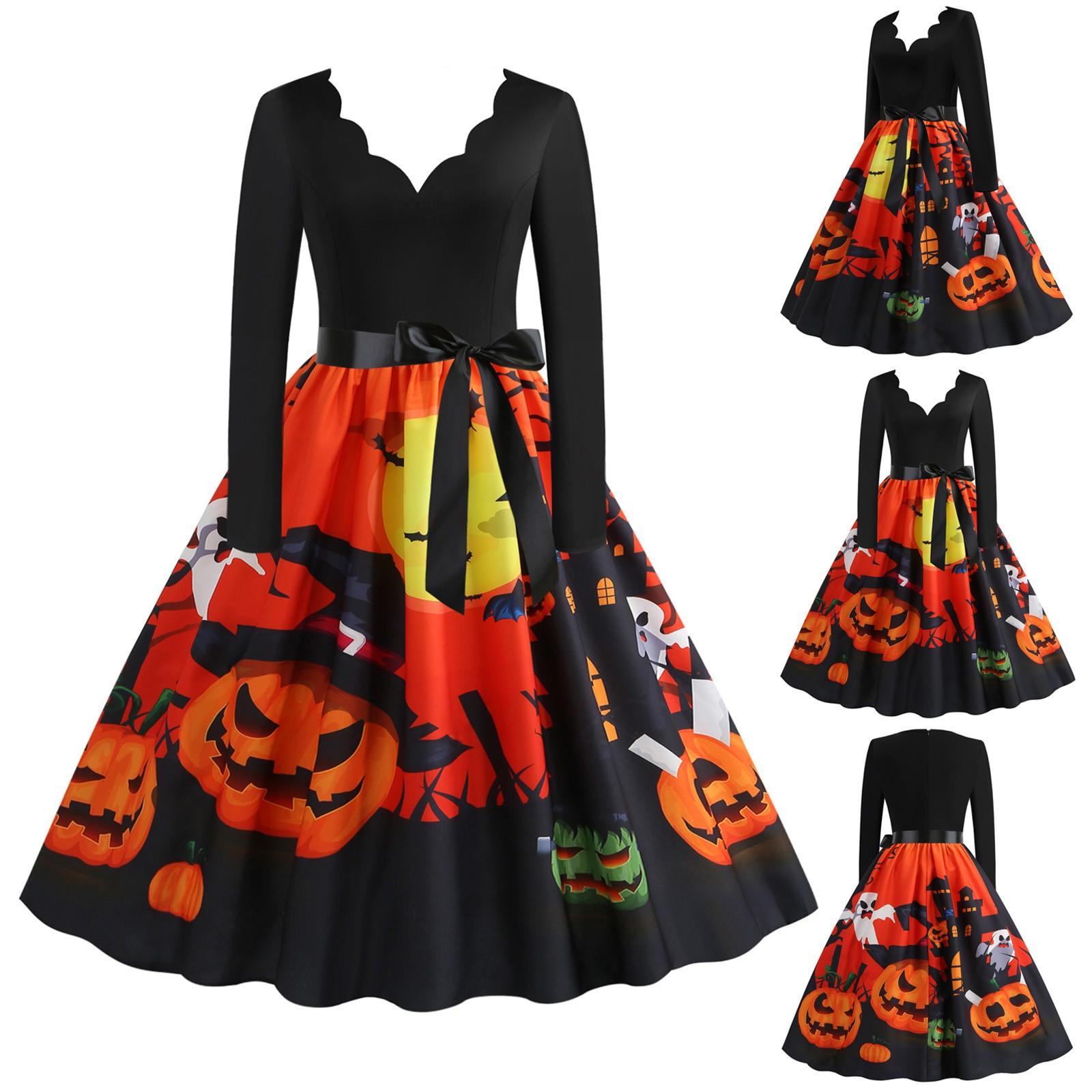 

Модное женское винтажное платье макси с v-образным вырезом и принтом