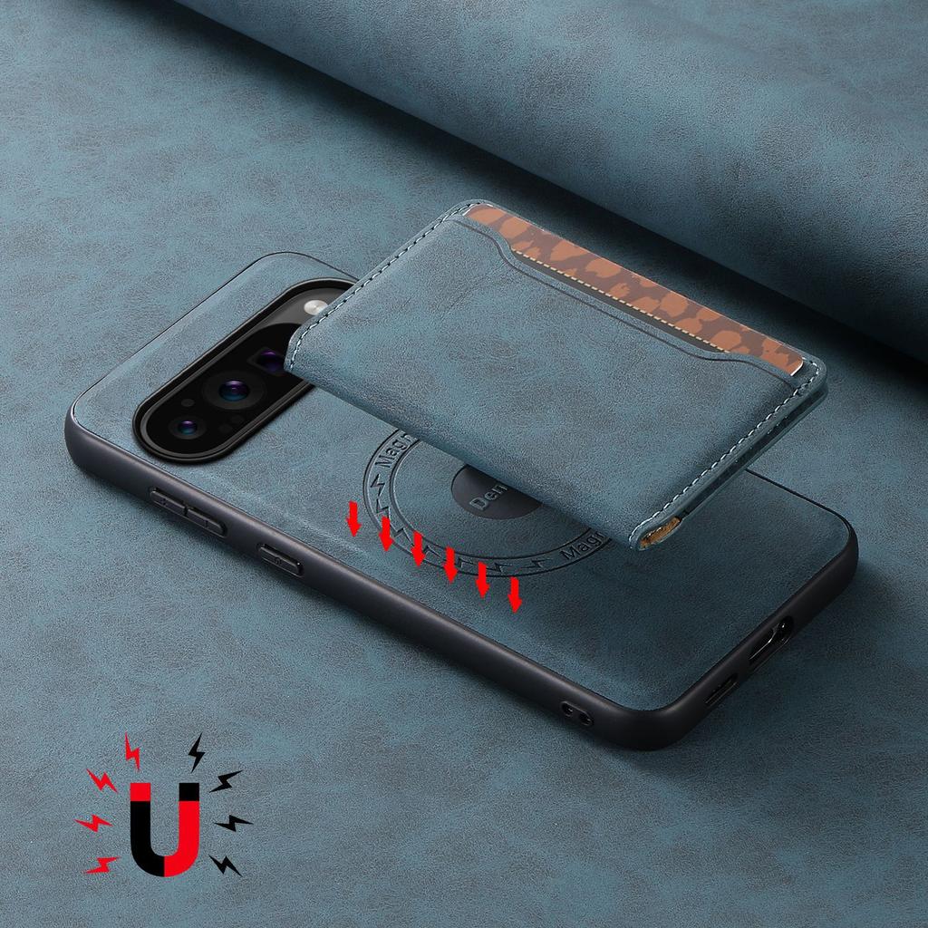 Leather Case for Google Pixel 10 Pro XL Pixel9 8 8A 7 7A 6 6A Detachable Card Holder Wallet Magnetic Wireless Charging Cover