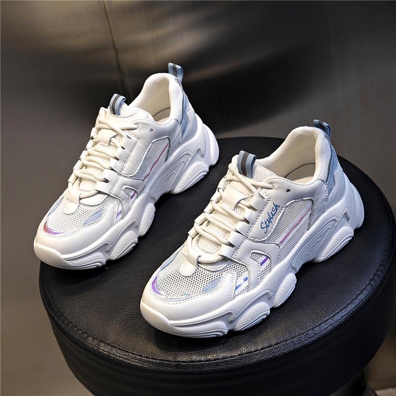 Dad shoes women's flat spring and summer 2025 new running breathable sports shoes children's casual height increase leather women's shoes