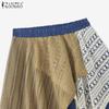 ZANZEA Fuste Lungi Casual pentru Femei cu Talie Elastică, Largi, Croșetate, Patchwork
