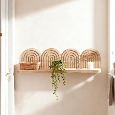 Spiral Wall Floating Shelf Bohemia Farmhouse Rustic Wooden Wall Mount Display Shelf Decoration Living Room Bedroom Bathroom Storage Rack