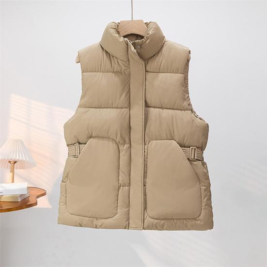 Down Puffer Vest For Women Stand Collar Sleeveless Puffer Jacket Casual Zipper