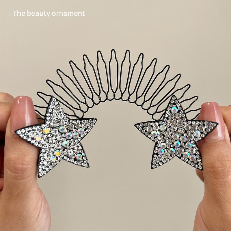 Rhinestone Star Hair Comb for Women, Invisible Hair Comb for Back of Head, Dance Hairpin Comb