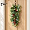 Holiday Soft Furnishing Wreath with Artificial Holly Teardrop Swag Pendant Christmas Leaves Swag Pinecones Party