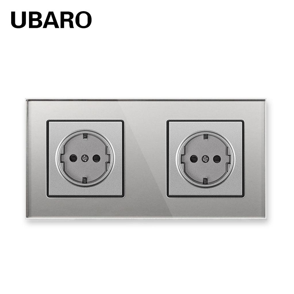 Bseed Europe Russia 16A Wall Power Socket White Black Grey Gold Crystal Glass Panel Plug Electrical Outlet for Home Improvemet
