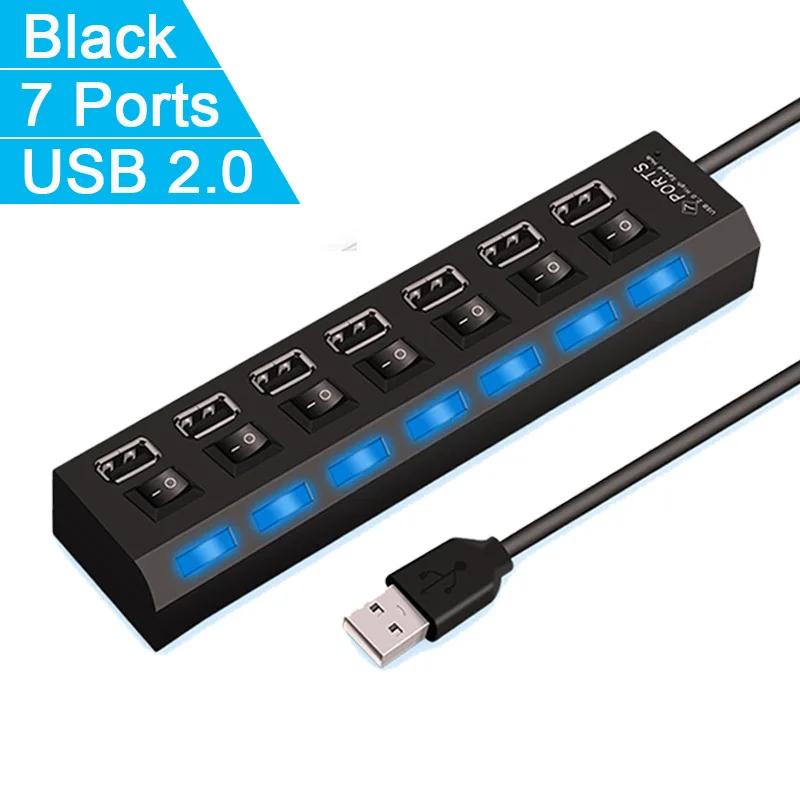 

Expander Multi USB Splitter Multiple Extender with LED Lamp Switch for PC Laptop High Speed 4/7 Ports USB HUB 2.0 Adapter