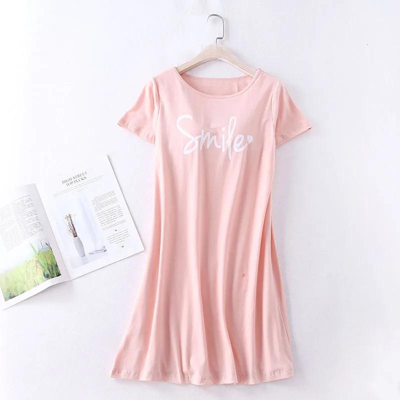 Cotton Chest Padded Short Sleeved Nightgown Sleepwear One-piece Loose Oversized Letters Printed Women's Summer Home Nightgown