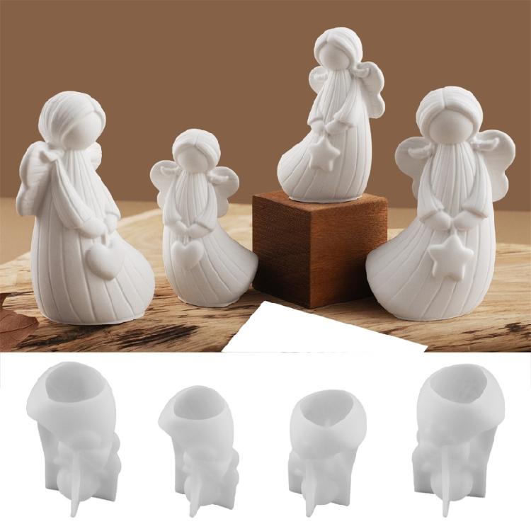 Pack of 4 Sturdy Silicone Mould Angelic Heart Star Designs Ideal for Soap Plasters Craft Creation