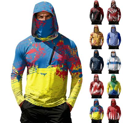 Camiseta Casual con Capucha de Manga Larga para Hombre con Protección Solar
