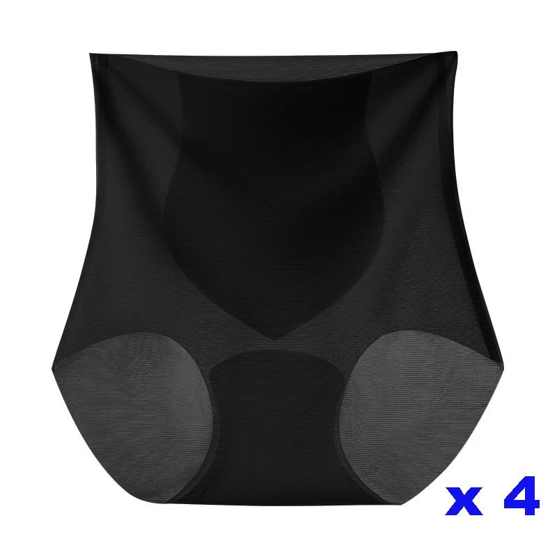 4Pcs/set Seamless Women Panties High Waist Ice Silk Quick-drying Underwear Ladies Summer Ultra-thin Panties Women Fitness Briefs