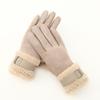 Plush Cuff Metal Buckle Suede Gloves Solid Color Thickened Warm Gloves Women's Stylish Versatile Cold-proof Gloves