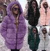 Ladies Winter Warm and Windproof Thick Faux Fur Fox Fur Long Long Sleeve Hooded Jacket Women's Coat