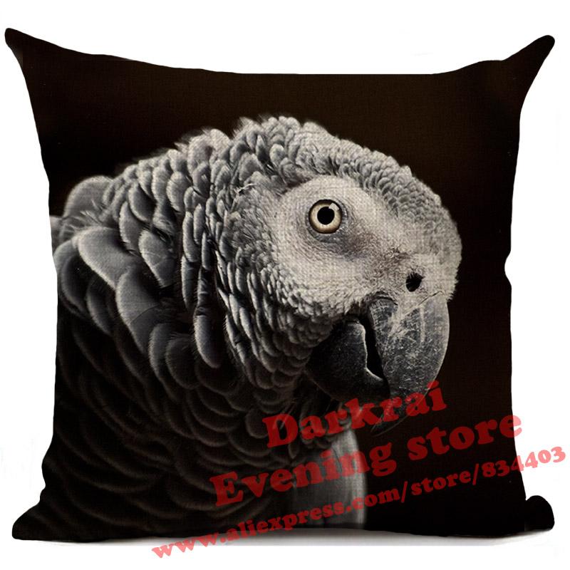 Bird Cushion Cover Macaw Owl Parrot Pillow Cover Living Room Sofa Car Decor Throw Pillows Home Decoration Pillowcase 45X45Cm