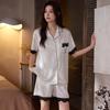 Couple Pajamas Women's Summer Ice Silk Short-sleeved Shorts Simulated Silk Can Be Worn Outside High-end Loungewear Men's Suit