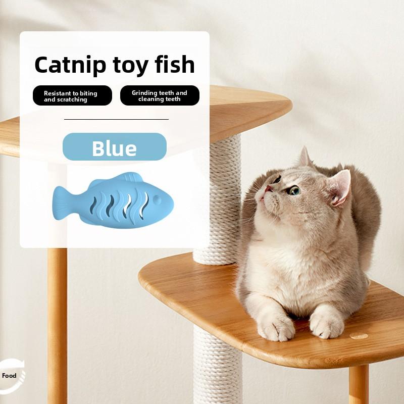 Katzenspielzeug zur Selbstunterhaltung und gegen Langeweile, Katzenminze Silikonfisch, Kätzchen Katzen-Zerrspielzeug, Kätzchen Zahnen, Haustier Katzen Zubehör