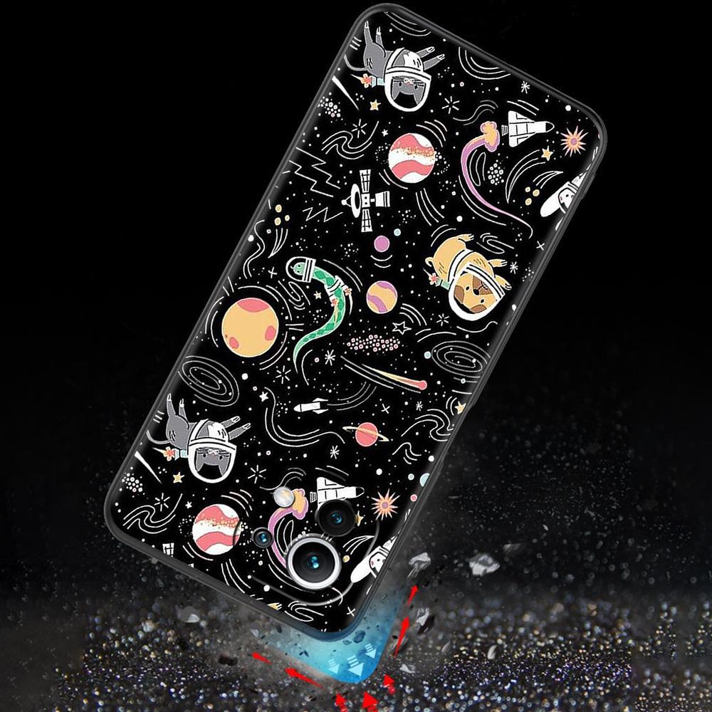 Cartoon Funny Space Astronaut Case for Xiaomi Mi 11 Ultra 11T 10T 9T Pro Note 10 A2 9 8 Lite A3 CC9E 10S Black Soft Phone Cover